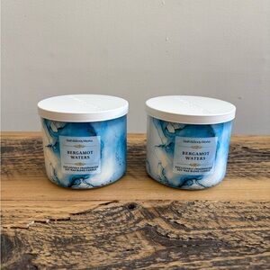 Bath & Body Works Bergamot Waters 3 Wick Candle - lot of 2